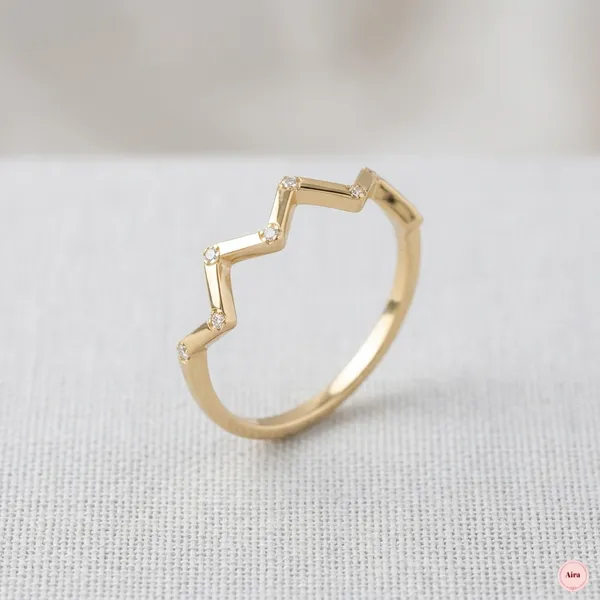 Gold_Plated_Chevron_Pattern_Stackable_Ring