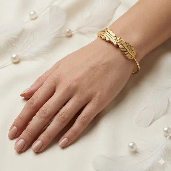 Gold_Steel_Leaf_Motif_Kada_Bracelet_For_Women