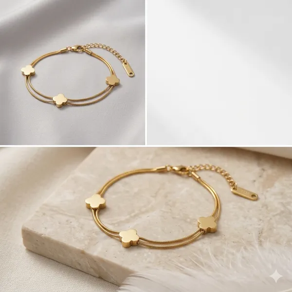Gold_Clover_Charm_Adjustable_Bracelet_For_Women