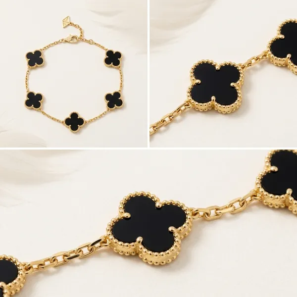 Gold-Tone_Black_Clover_Charm_Adjustable_Bracelet