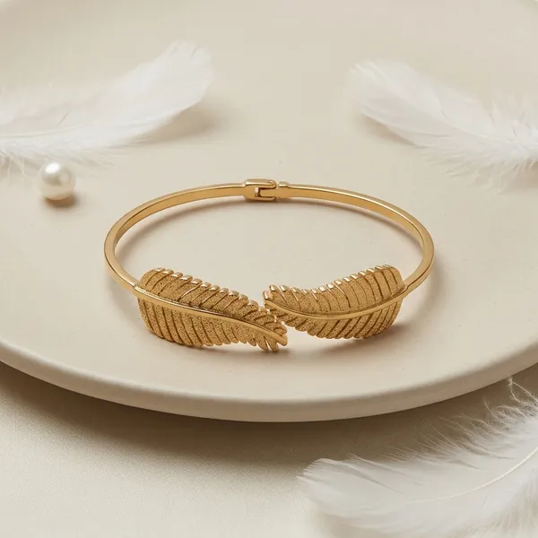 Gold_Steel_Leaf_Motif_Kada_Bracelet_For_Women