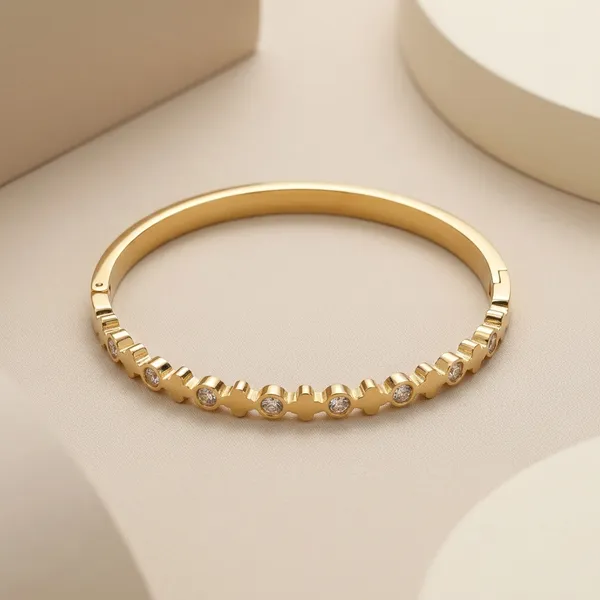 Gold_Steel_Clover_Studded_Kada_Bracelet_For_Women