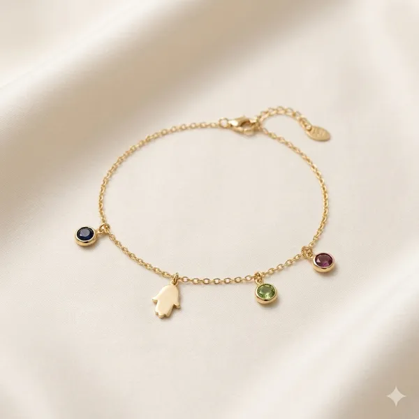 Gold_Plated_Bezel_Set_Green_Stone_Chain_Bracelet_For_Women