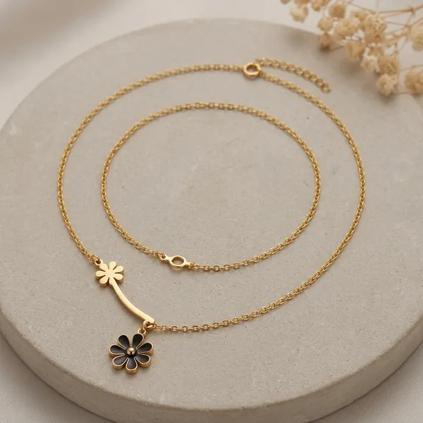 Gold_Tone_Dual_Flower_Pendant_Necklace_For_Women