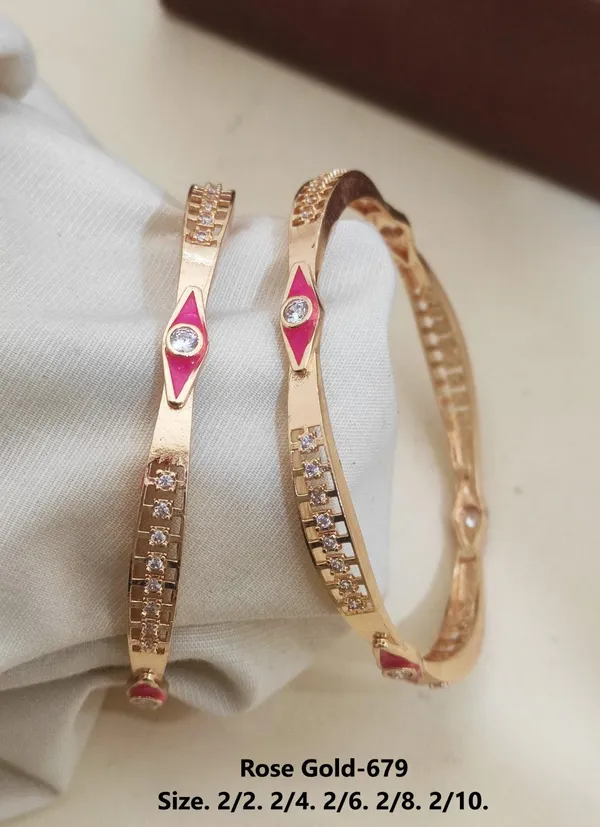 Rose_Gold_Crystal_Pink_Enamel_Bangle_Set_For_Women