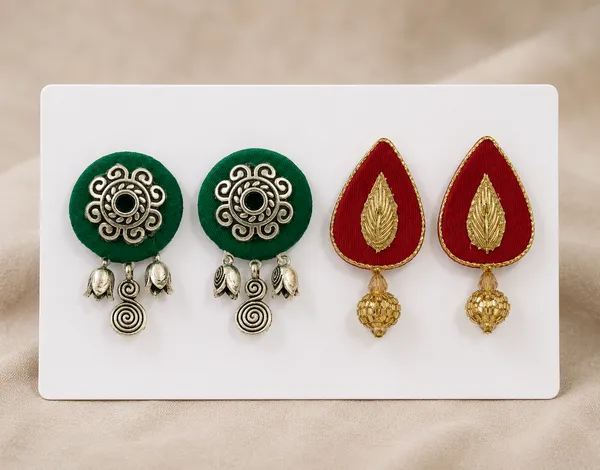 Multicolor_Zardosi_And_Oxidised_Premium_Design_Teardrop_Earrings_And_Stud_Earrings_Combo_For_Women_(Pack_Of_2)