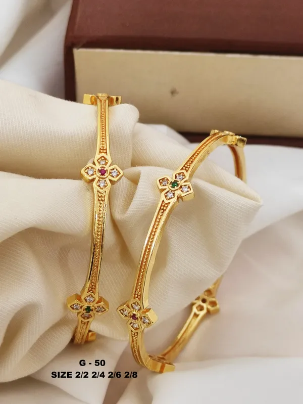Multi-Stone_Floral_Cross_Design_Bangles_For_Women