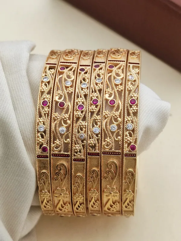 Pink_And_White_Stone_Embellished_Bangles_Set_Of_6