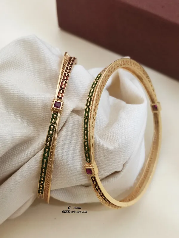 Enamel_Work_Bangles_With_Red_Stone_Accents