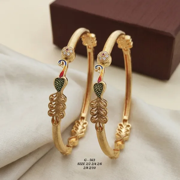 Gold_Peacock_Design_Bangles_With_Enamel_And_Stone_Work