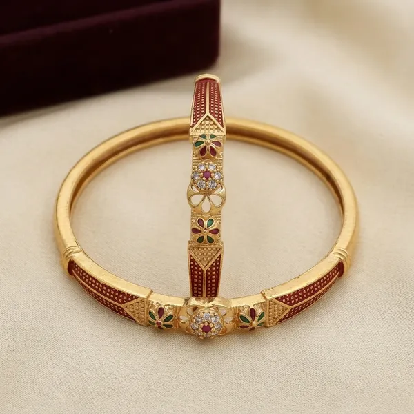 Maroon_Enamel_Floral_Design_Bangles