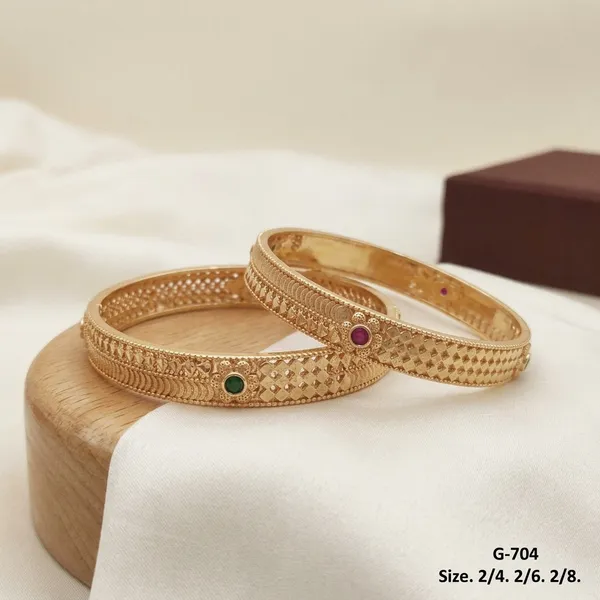Gold_Textured_Bangles_With_Gemstone_Accents_For_Women