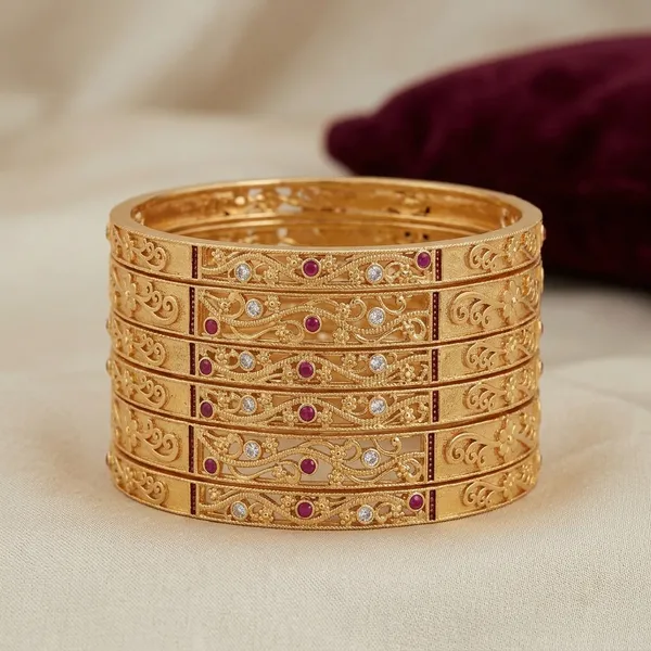 Pink_And_White_Stone_Embellished_Bangles_Set_Of_6