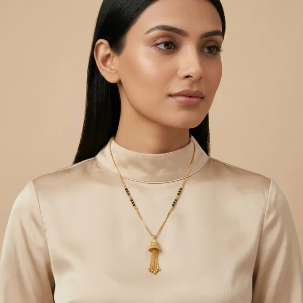 Gold-Toned_Chain_Necklace_With_Tassel_Pendant_For_Women