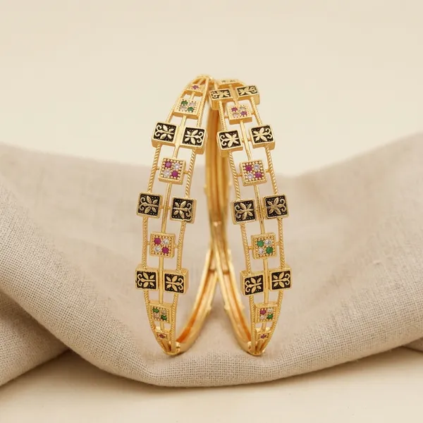Meenakari_Bangle_Set_With_Black_And_Pink_Stone_Work