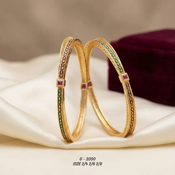 Enamel_Work_Bangles_With_Red_Stone_Accents