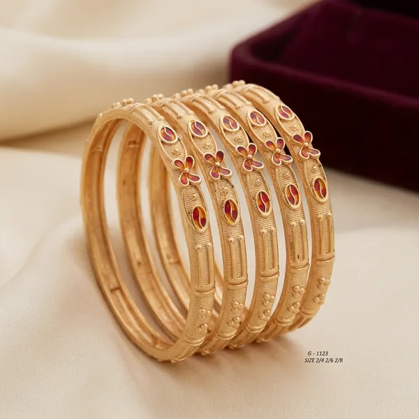 Red_Stone_Floral_Design_Bangles_Set_Of_4