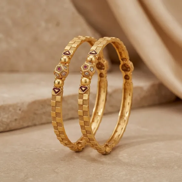 Hexagon_Ruby_Stone_Textured_Bangle_Set_For_Women