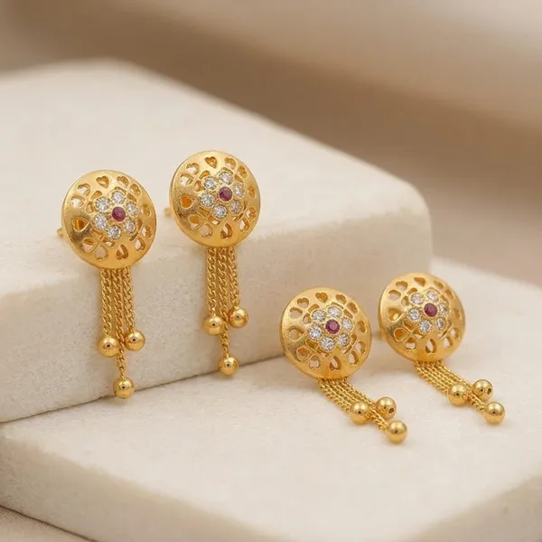 Gold_Brass_Premium_Design_Drop_Earrings_For_Women_Pack_Of_4
