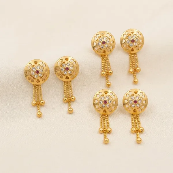 Gold_Brass_Premium_Design_Drop_Earrings_For_Women_Pack_Of_4