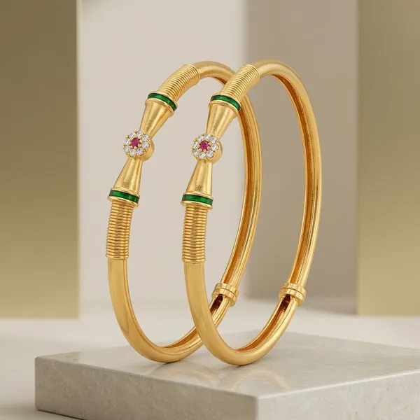 Gold_And_Green_Brass_Premium_Design_Bangles_For_Women