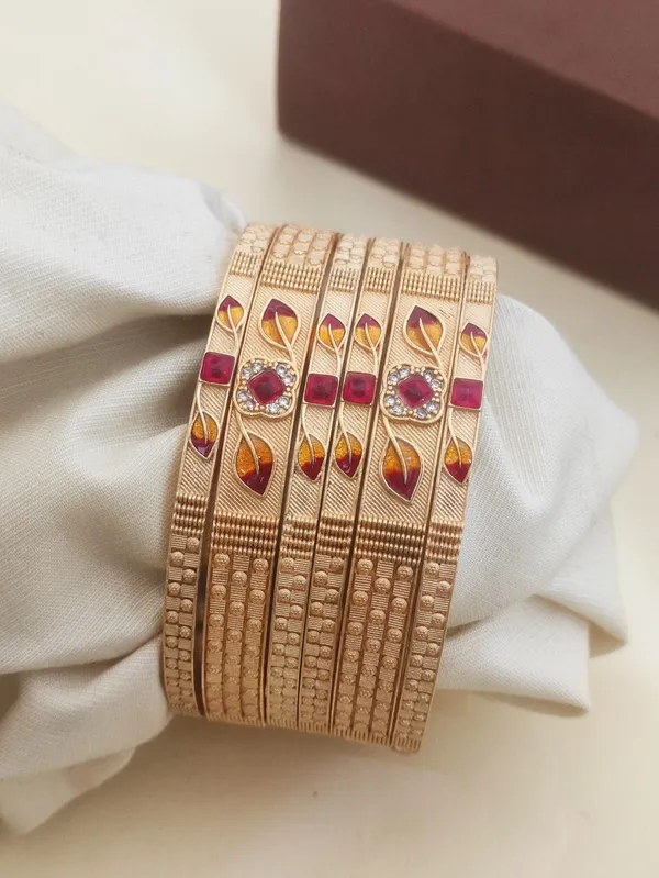 Gold-Toned_Enamel_Work_Bangle_Set_For_Women