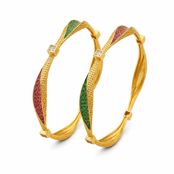 Green_Pink_Stone_Twisted_Design_Bangles_Set_Of_2
