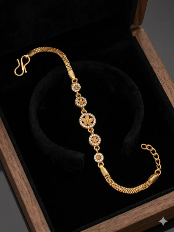 Anti_Tarnish_Floral_Rose_Gold_Bracelet_with_Sparkling_Zircon_Accents