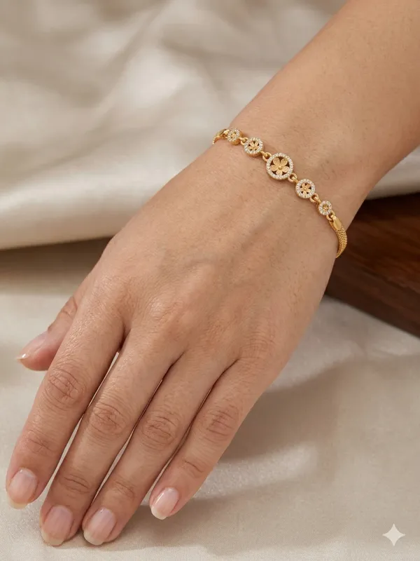 Anti_Tarnish_Floral_Rose_Gold_Bracelet_with_Sparkling_Zircon_Accents