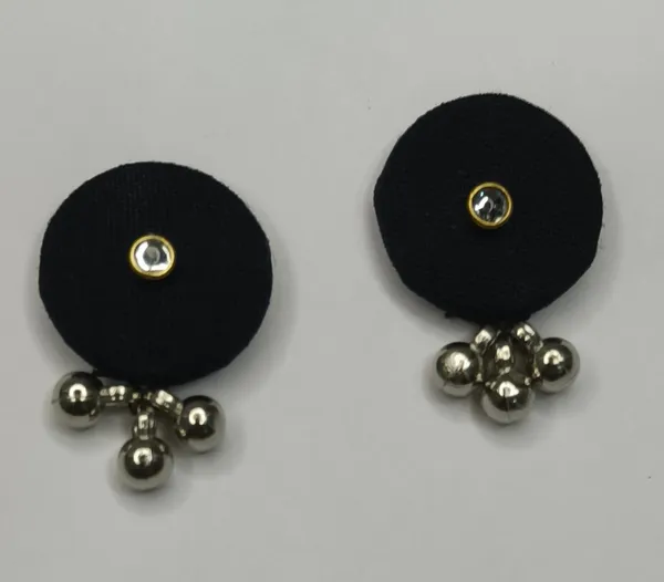 Handmade_Fabric_Earrings_Combo_Set_of_2_Pairs_|_Black_Ethnic_&_Minimal_Stud_Earrings_|_Lightweight_Women's_Fashion_Jewelry