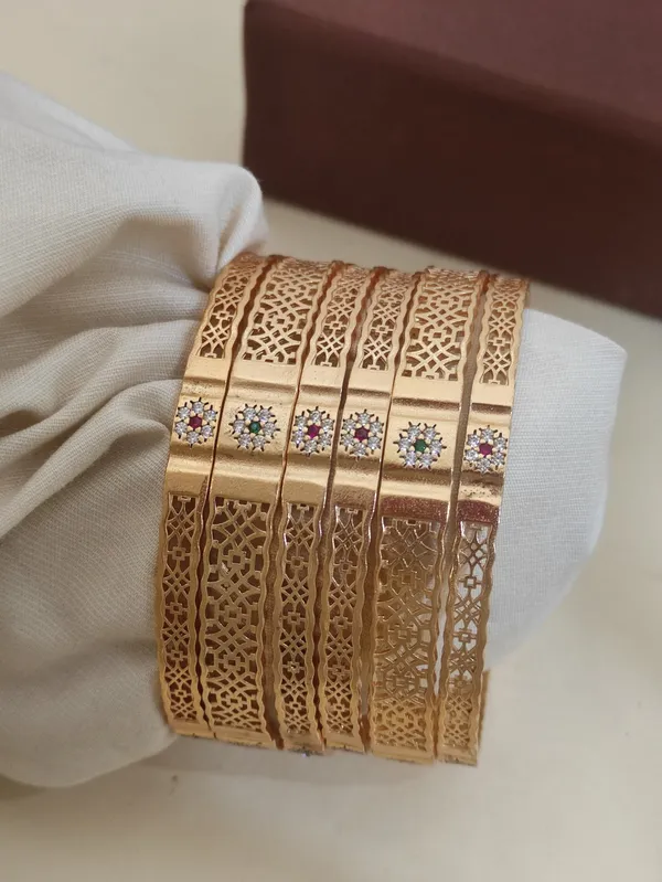 Filigree_Bangles_With_Floral_Stone_Embellishments_Set_Of_6