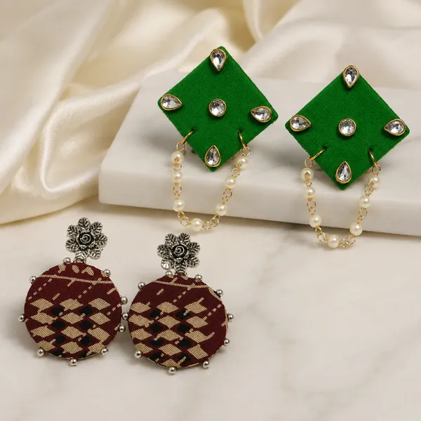Multicolor_Oxidised_And_Pearl_And_Kundan_Premium_Design_Circular_Drop_Earrings_And_Earrings_Combo_For_Women_(Pack_Of_2)