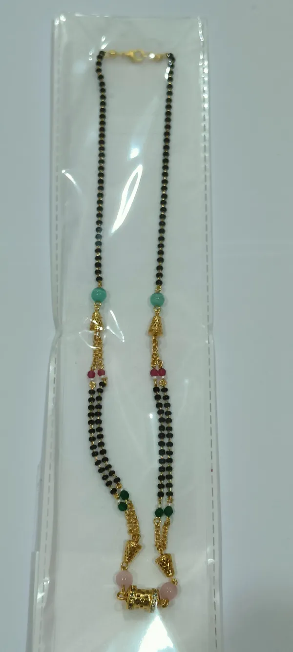 Black_Beads_Mangalsutra_With_Multicolor_Stones_And_Golden_Pendant