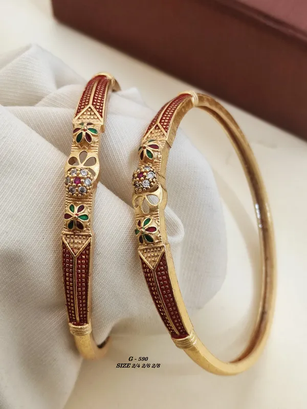 Maroon_Enamel_Floral_Design_Bangles
