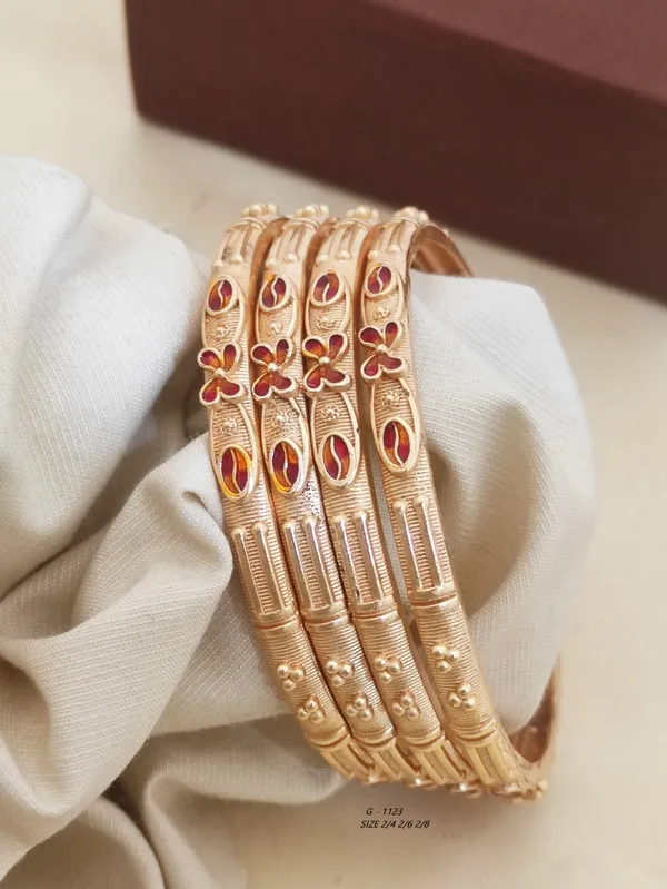 Red_Stone_Floral_Design_Bangles_Set_Of_4