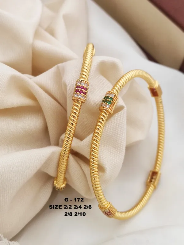 Premium_Gold-Plated_Designer_Spiral_Bangles_with_Ruby,_Emerald_&_CZ_Stone_Accents_|_Traditional_&_Party_Wear_|_Set_of_2