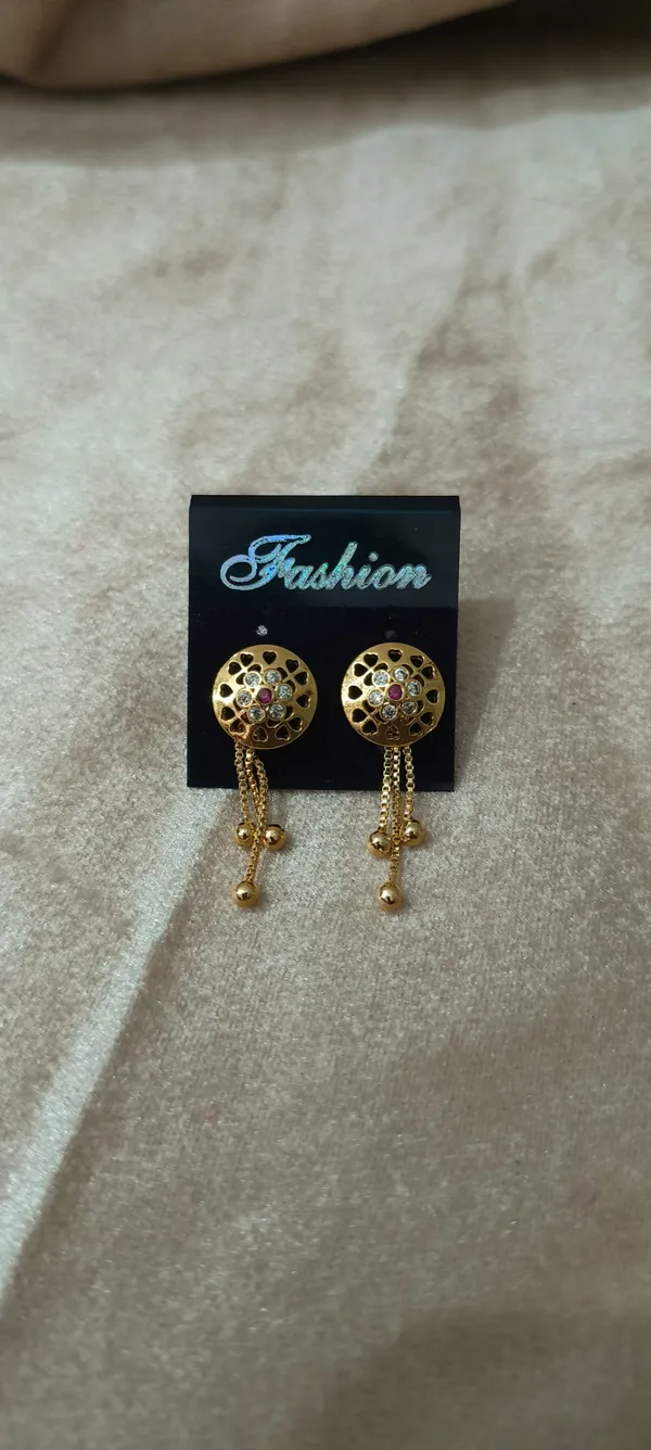 Gold_Brass_Premium_Design_Stud_Earrings_And_Drop_Earrings_Combo_For_Women_(Pack_Of_3)