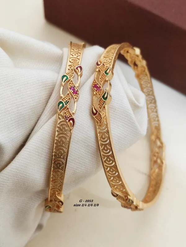 Peacock_Design_Bangles_With_Pink_And_Green_Stones