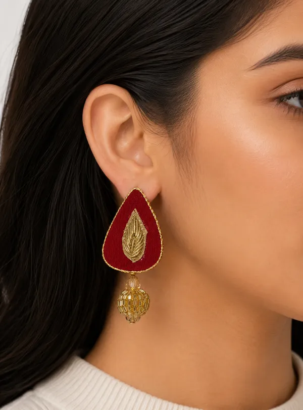 Multicolor_Gold_Zardosi_And_Kundan_Premium_Design_Teardrop_Earrings_And_Drop_Earrings_Combo_For_Women_(Pack_Of_2)