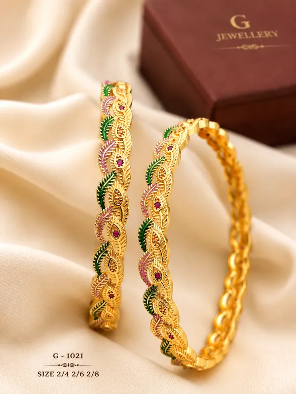 Royal_Peacock_Enamel_Bangles_Set_of_2_|_Handcrafted_Gold-Finish_Traditional_Kada_|_Premium_Heritage_Collection