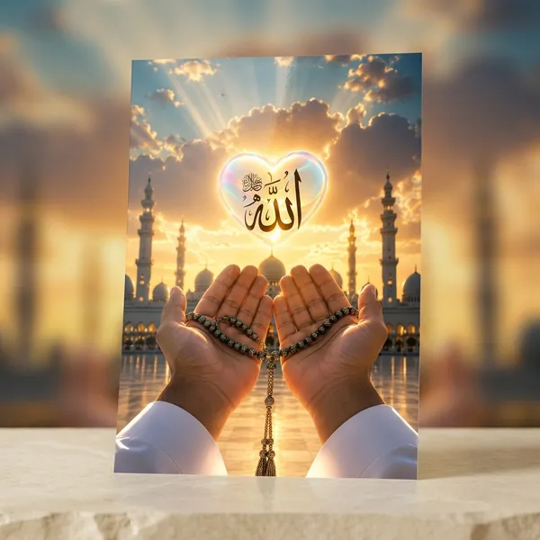 Multicolor_Glossy_Paper_Laminated_Islamic_Calligraphy_Heart_Shaped_Mosque_Wall_Art_Poster