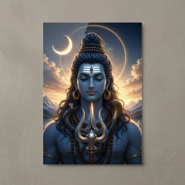 Multicolor_Glossy_Paper_Laminated_Lord_Shiva_Moon_Trishul_Wall_Art_Poster
