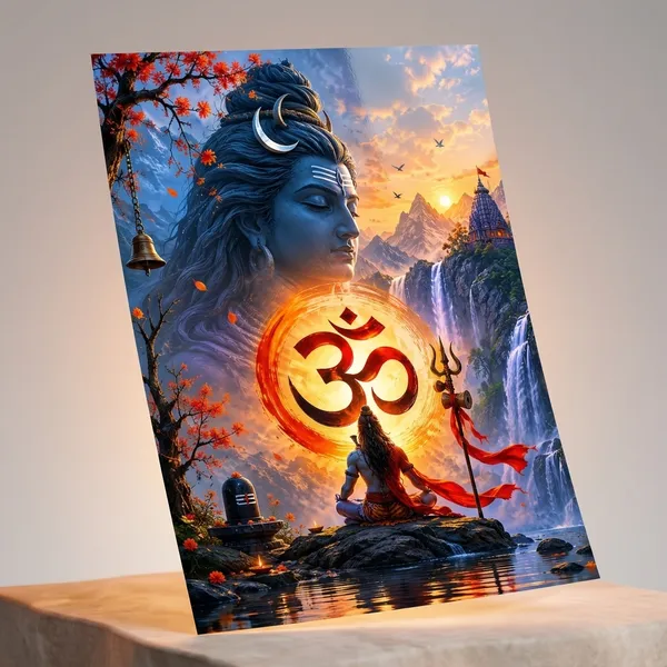 Multicolor_Glossy_Paper_Laminated_Lord_Shiva_Om_Meditation_Spiritual_Wall_Art_Poster