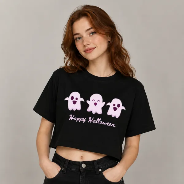 Black_Cotton_Lycra_Relaxed_Halloween_Ghost_Print_Crop_Top_For_Women