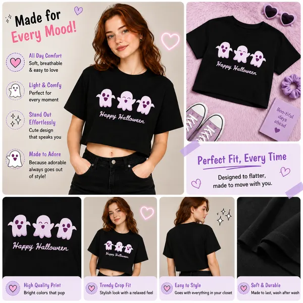Black_Cotton_Lycra_Relaxed_Halloween_Ghost_Print_Crop_Top_For_Women