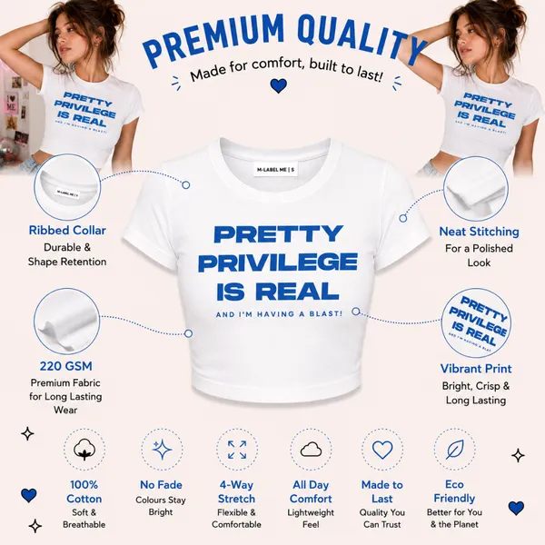 White_Cotton_Lycra_'Pretty_Privilege_Is_Real'_Print_Crop_Top_For_Women