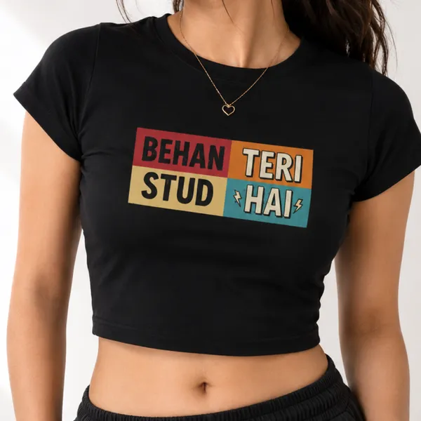 Black_Cotton_Lycra_Behan_Teri_STUD_hai_Fitted_Crop_Top_for_Women