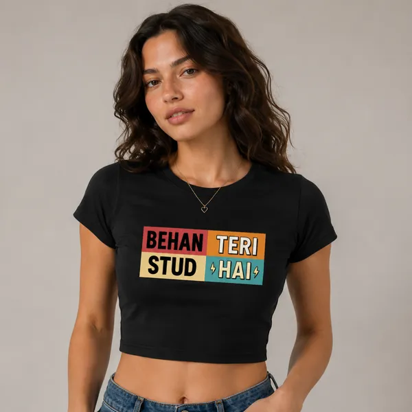 Black_Cotton_Lycra_Behan_Teri_STUD_hai_Fitted_Crop_Top_for_Women