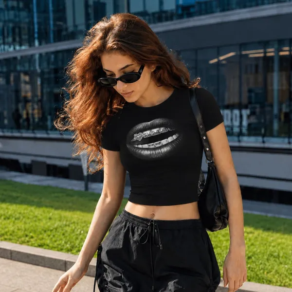 Black_Cotton_Lycra_Glossed_Up_Baby_tee_Graphic_Print_Crop_Top_For_Women