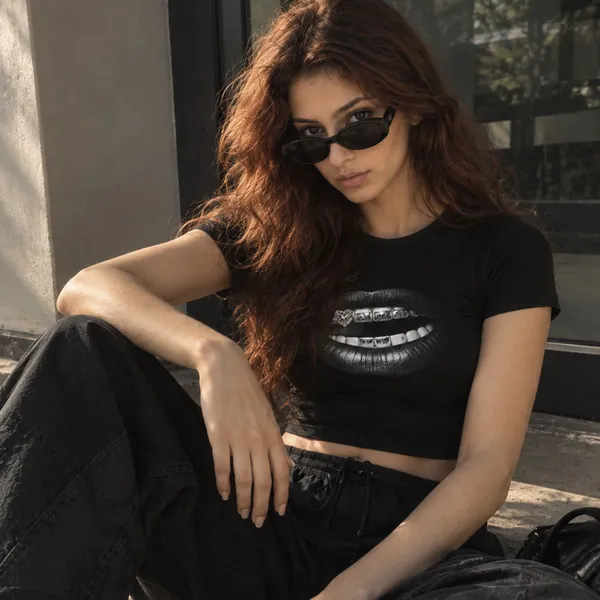 Black_Cotton_Lycra_Glossed_Up_Baby_tee_Graphic_Print_Crop_Top_For_Women